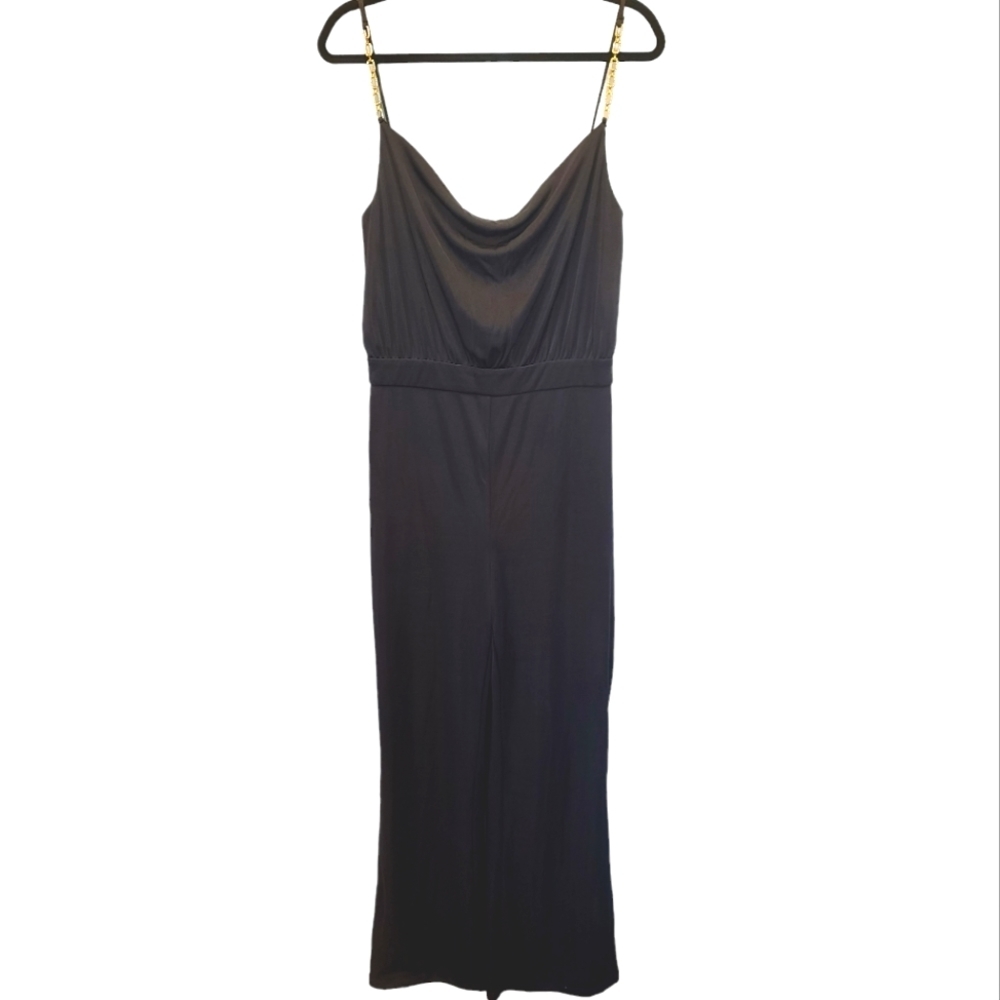 NWT Jason Wu Cowl Neck Jumpsuit Black with crystal Embellishments Large - Picture 2 of 10